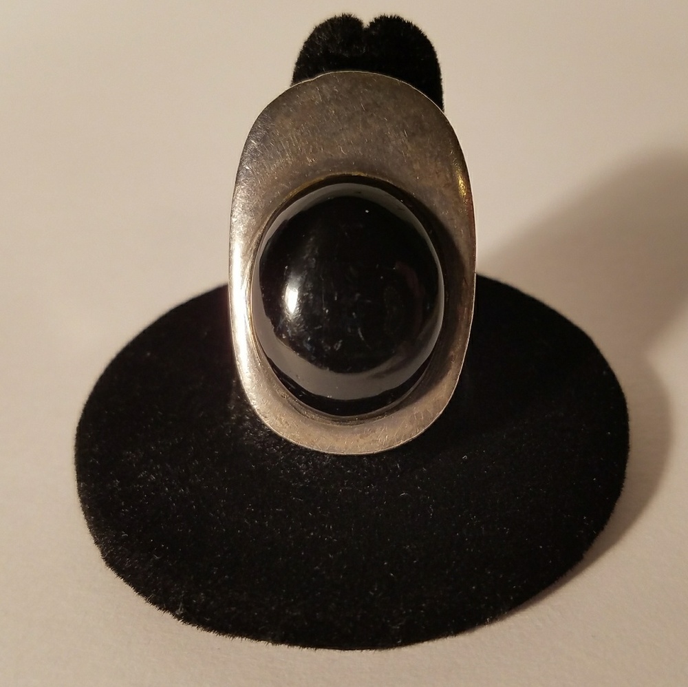 Vintage 1960 Onyx Sterling Silver Ring